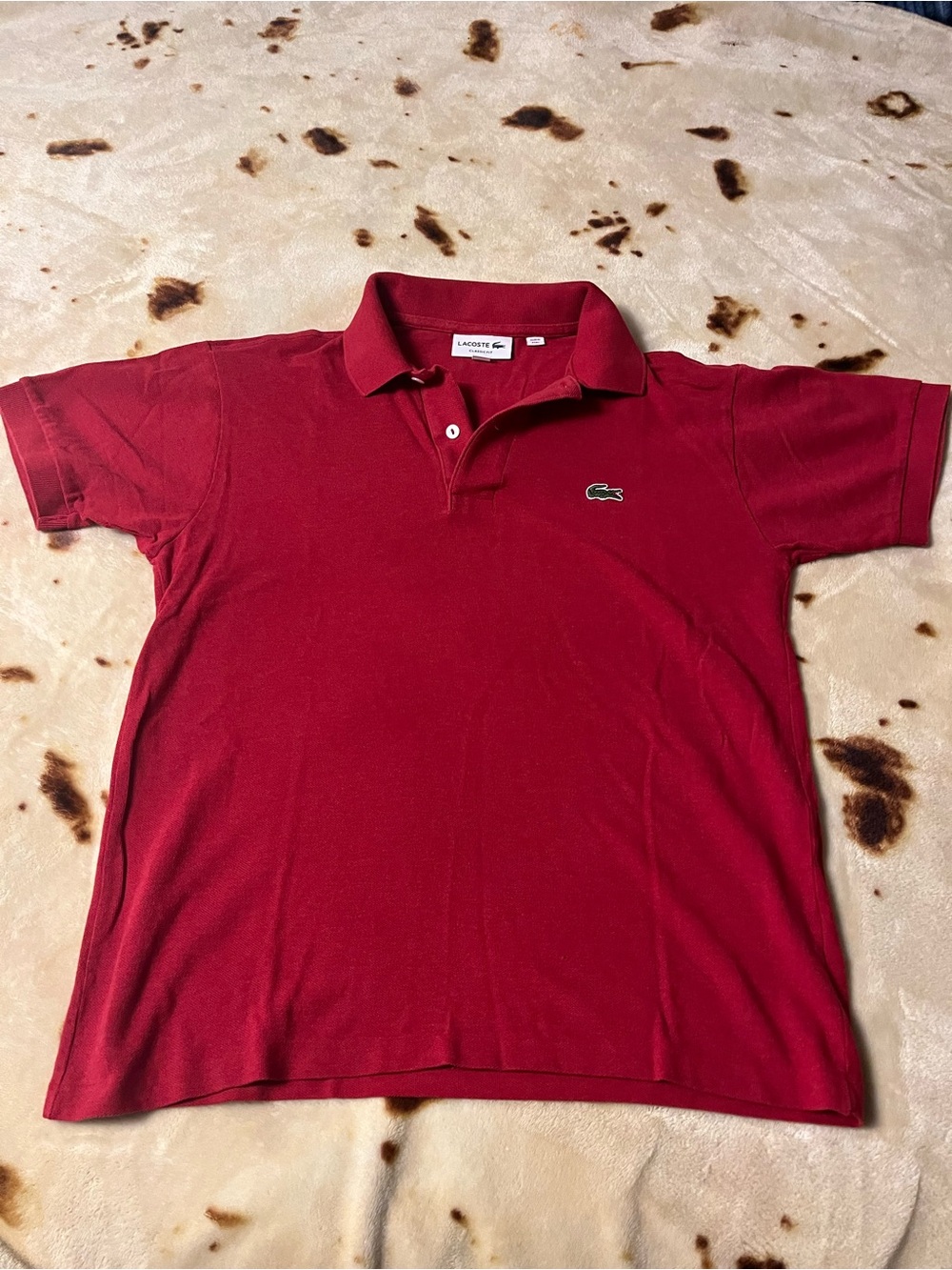 Lacoste Red Classic Fit Polo with Crocodile Emblem